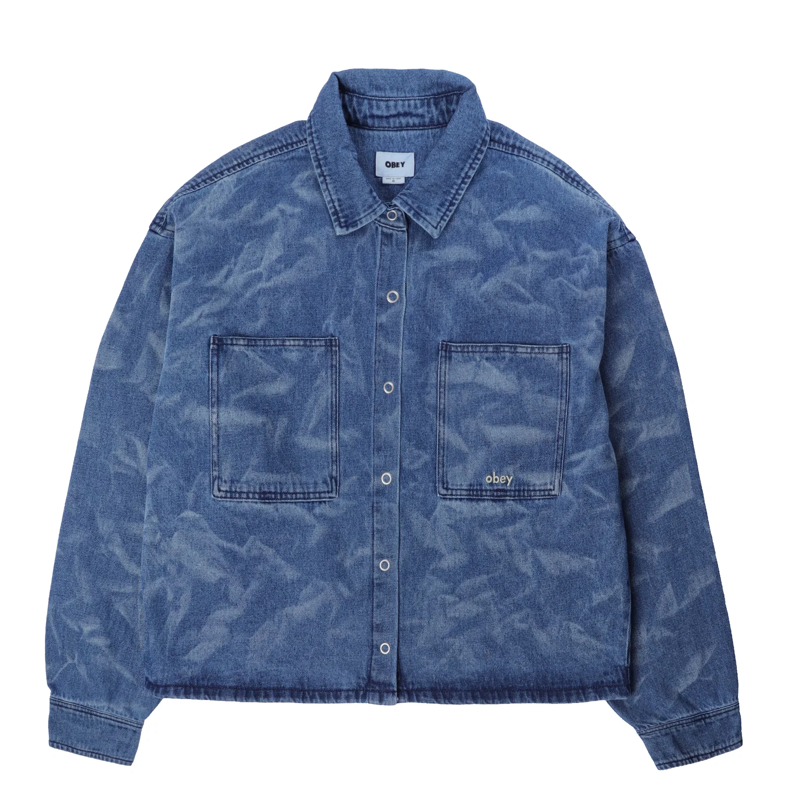 Image of Obey Trinity Wrinkle Denim Shirt