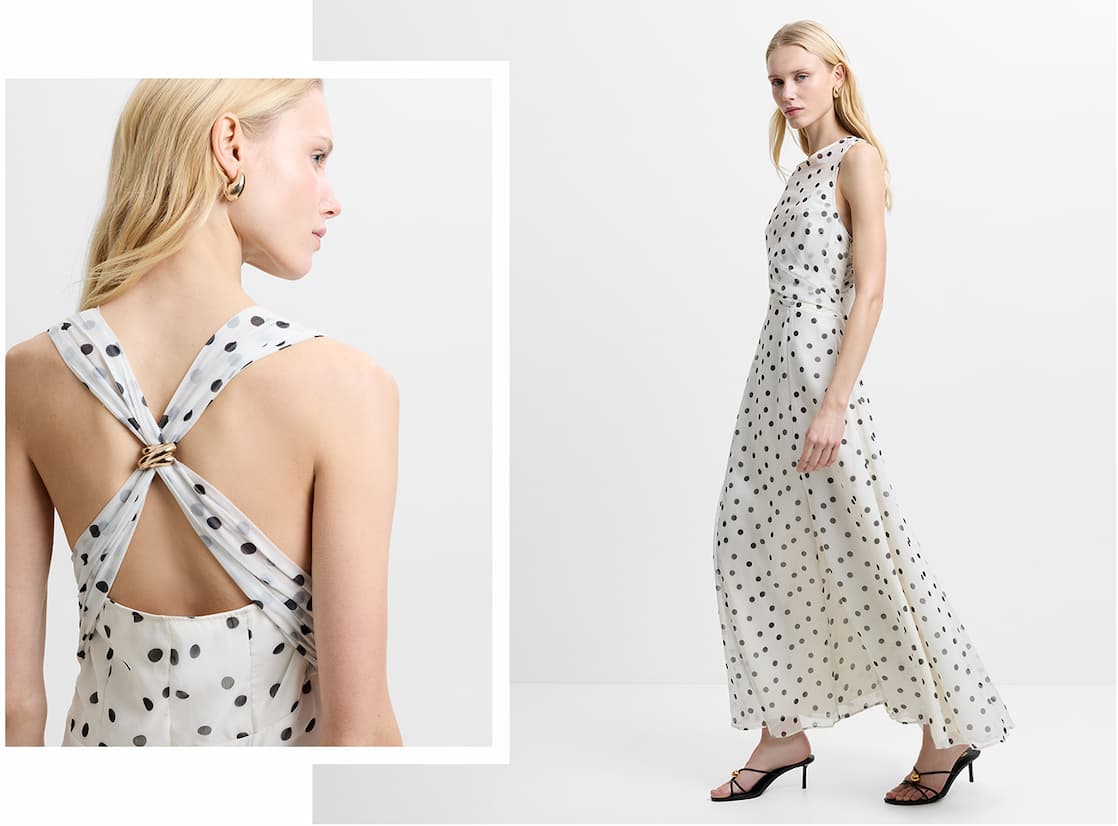 Emina Chiffon Polka Dot Maxi Dress