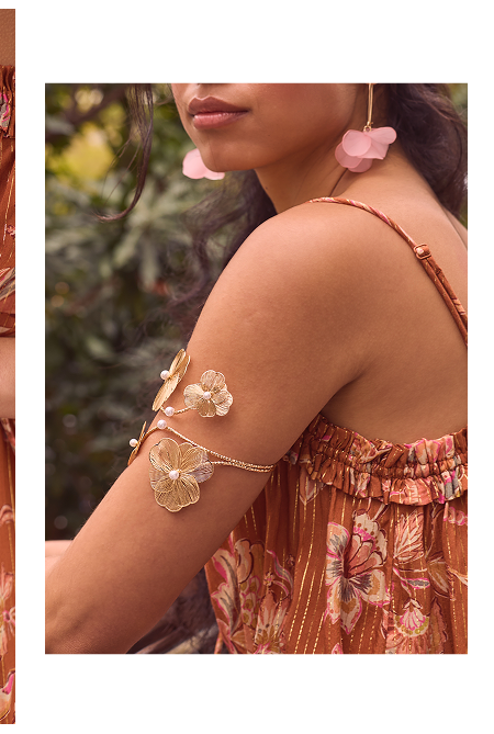 Filigree Flower Arm Cuff Gold