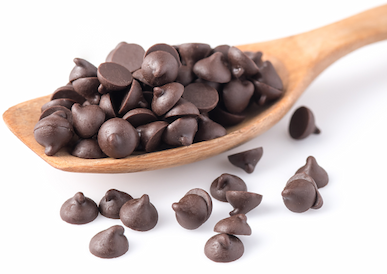 Wooden spoon with mini chocolate chips