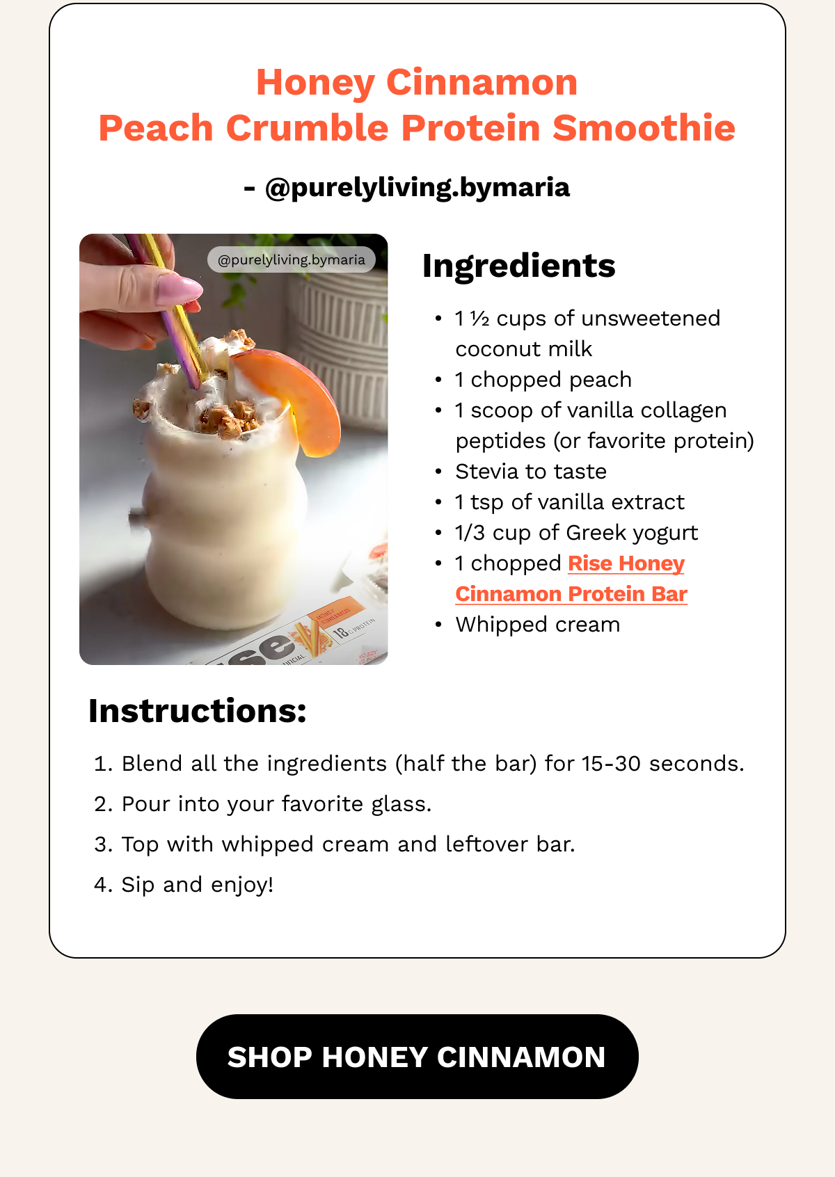 Honey Cinnamon Peach Crumble Protein Smoothie