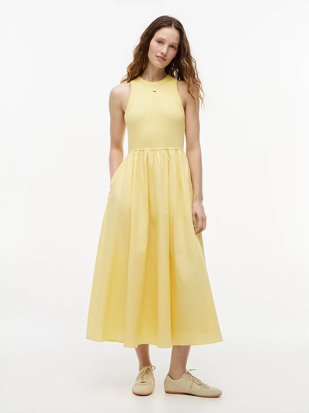 Slim Sleeveless Poplin Maxi Dress