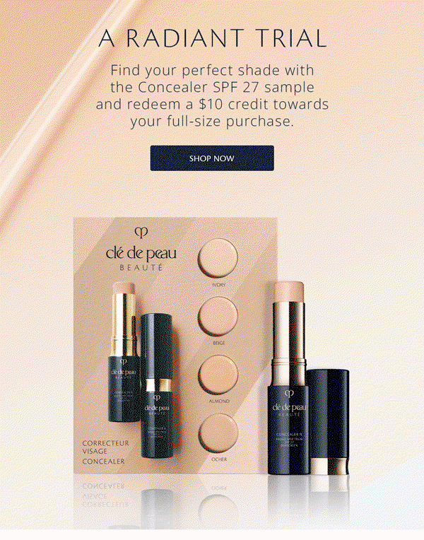 Find your perfect shade with the Concealer SPF 27 sample and redeem a $10 credit towards your full-size purchase.