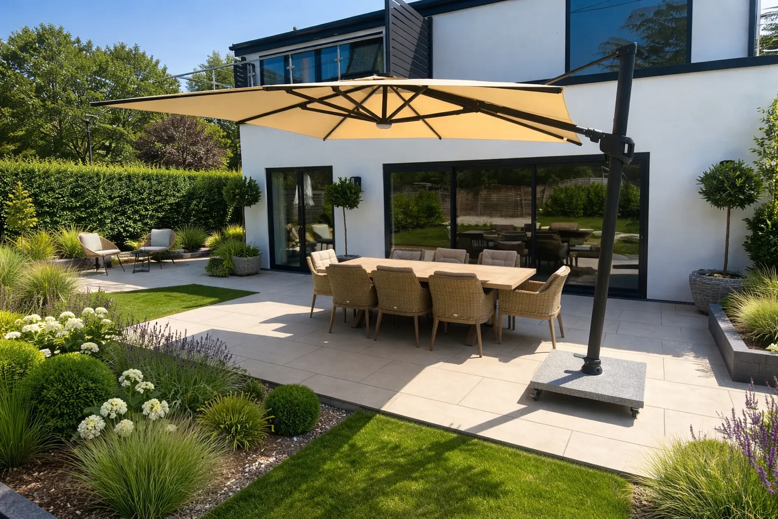 Image of Sicily 3M Square Cantilever Parasol With LED Lights
