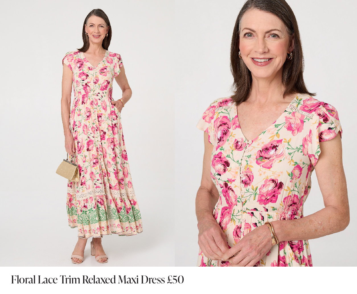 Floral Lace Trim Relaxed Maxi Dress | Shop Now