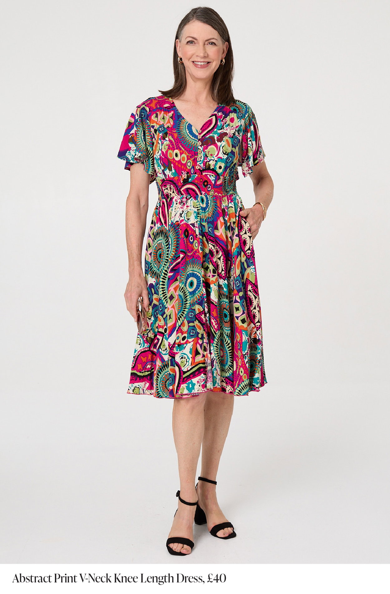 Abstract Print V-Neck Knee Length Dress | Shop Now
