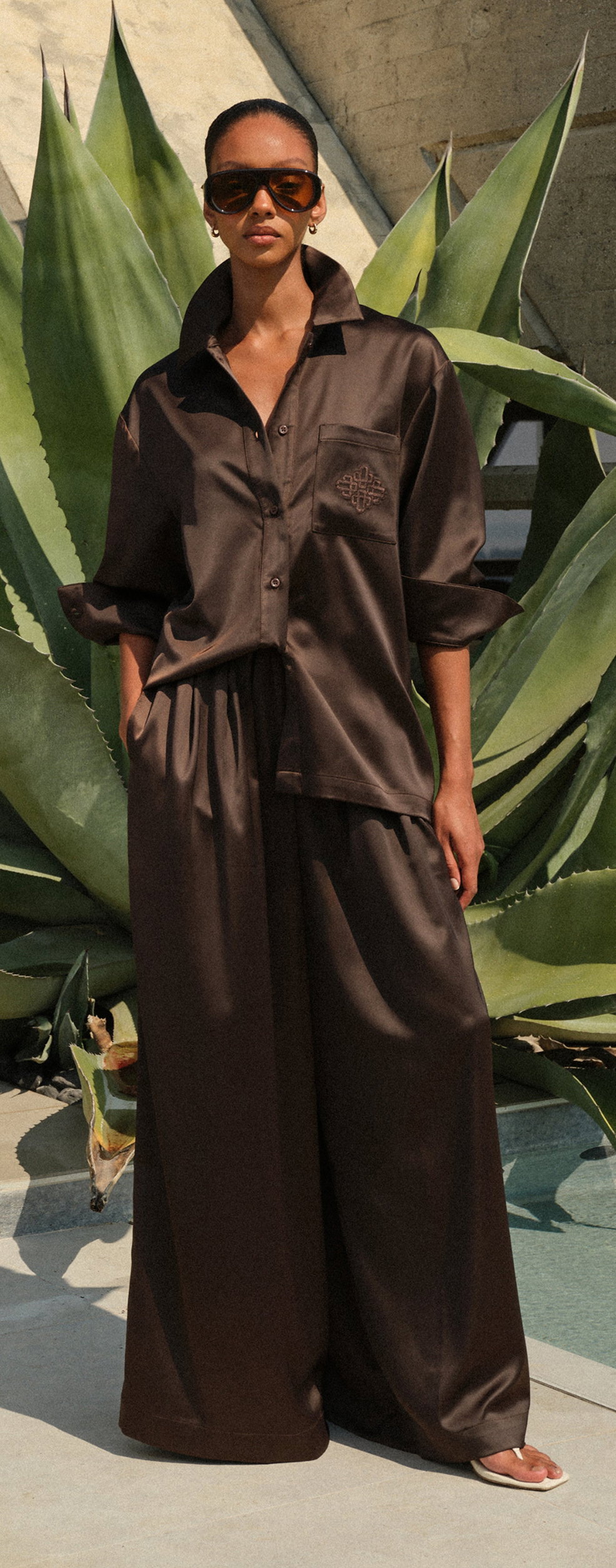 TIE BACK SATIN SHIRT