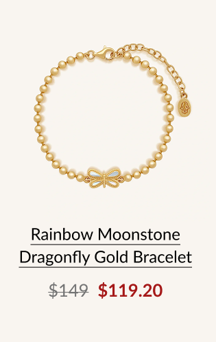 Rainbow Moonstone Dragonfly Gold Bracelet