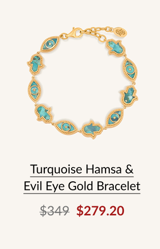 Turquoise Hamsa & Evil Eye Gold Bracelet