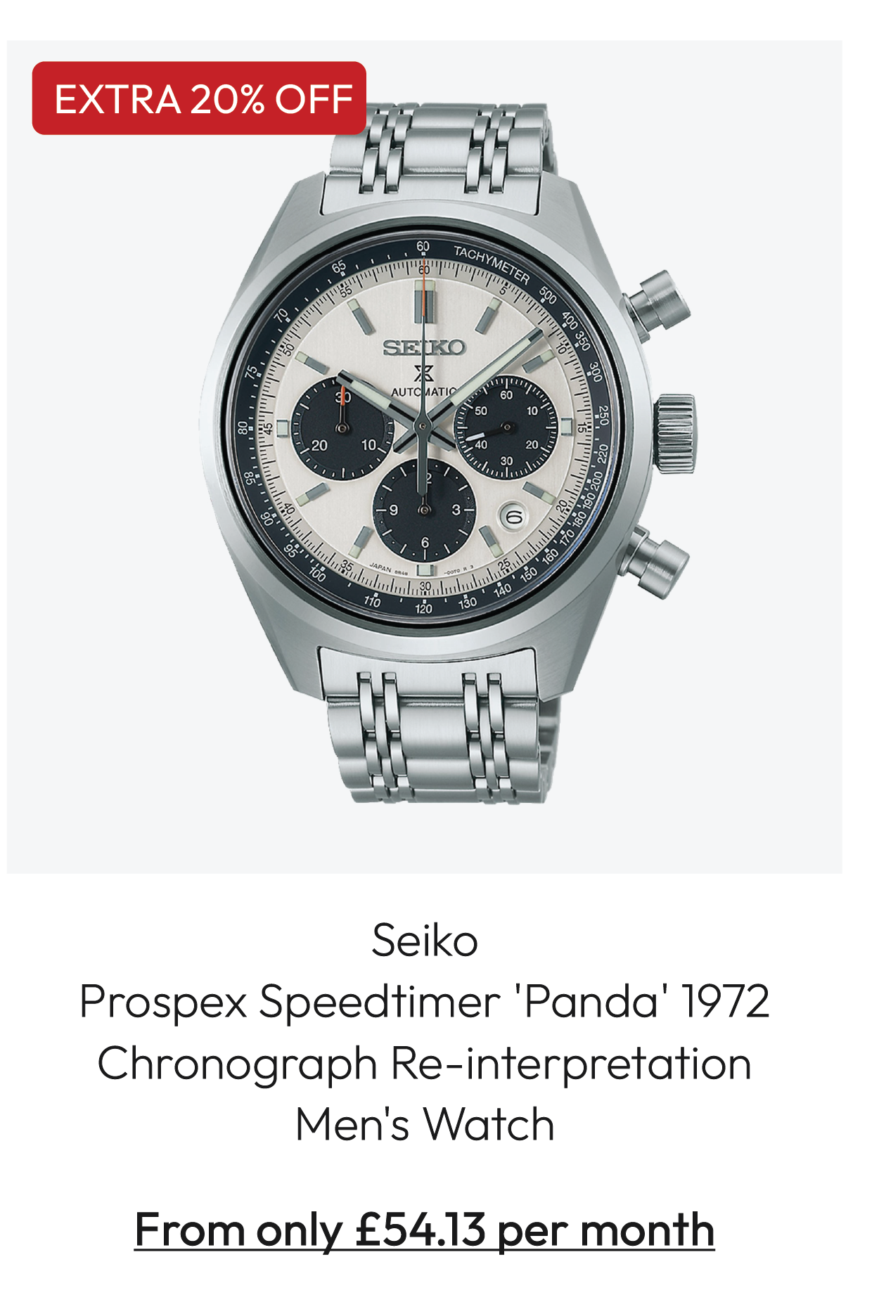 Seiko Prospex Speedtimer 'Panda' 1972 Chronograph Re-interpretation Men's Watch SRQ047J1