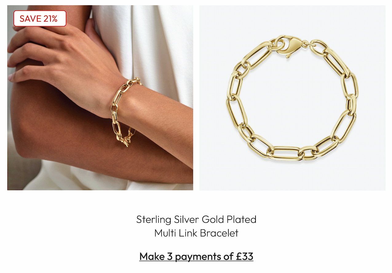 Sterling Silver Gold Plated Multi Link Bracelet