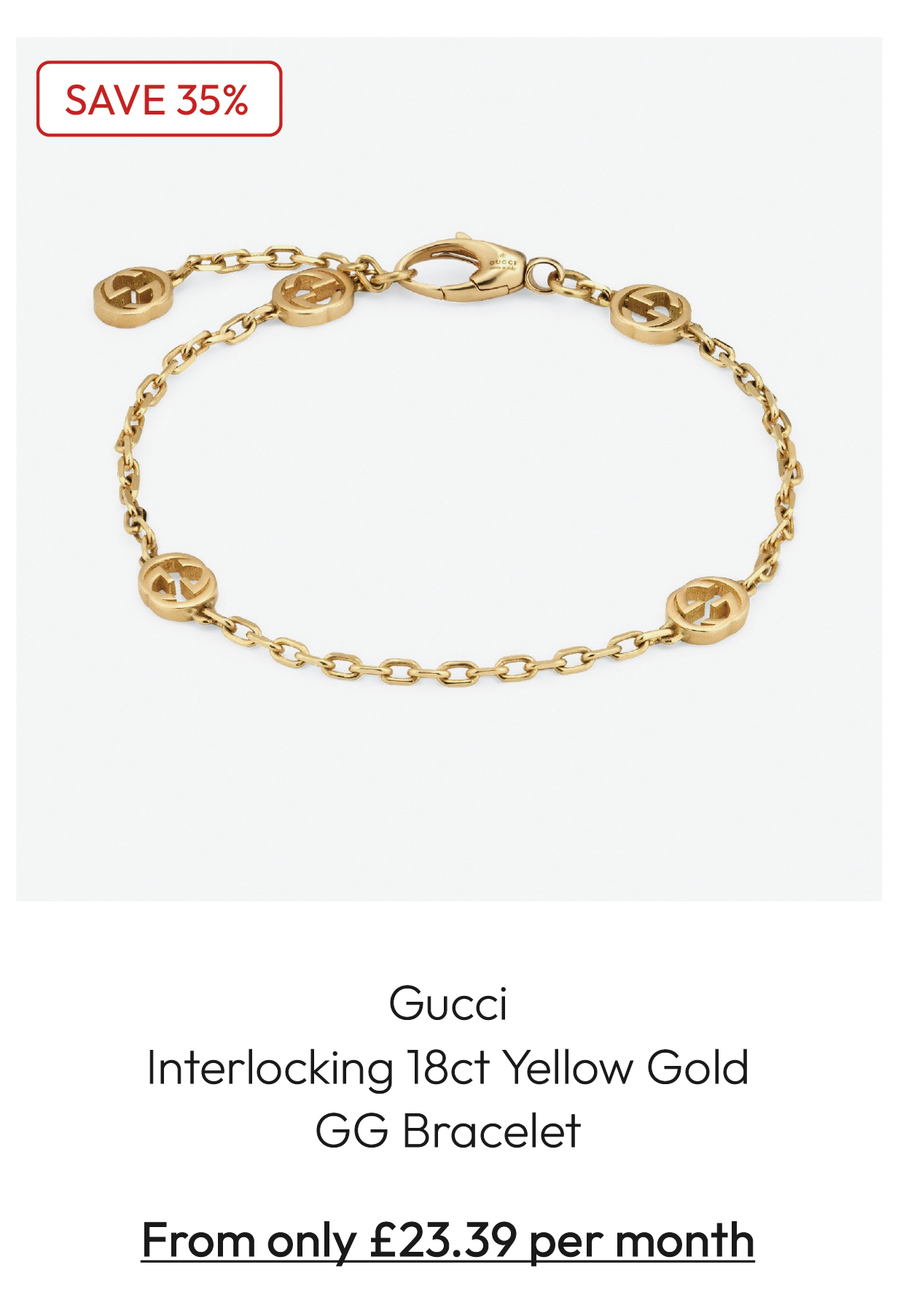 Gucci Interlocking 18ct Yellow Gold GG Bracelet