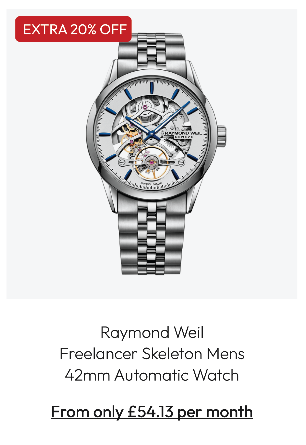 Raymond Weil Freelancer Skeleton Mens 42mm Automatic Watch