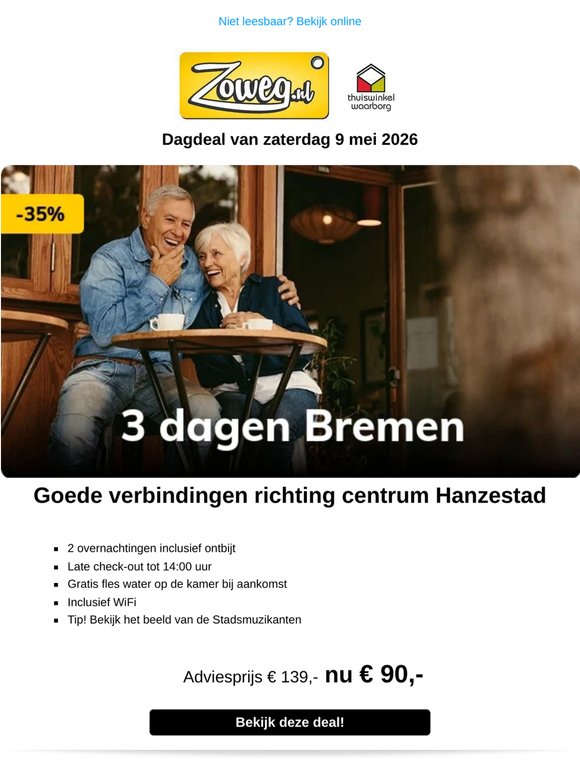 3 dagen Bremen nu 90,-