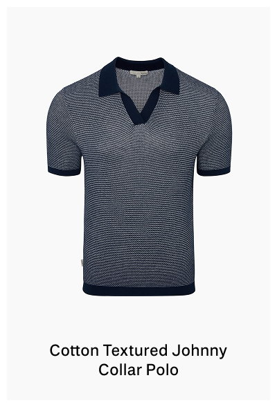 Onia Spring 2026 Men's Cotton Textured Johnny Collar Polo in Midnight/White