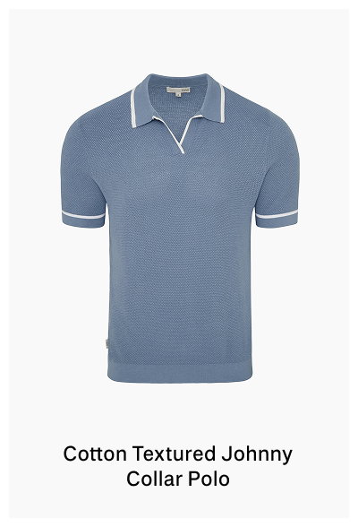 Onia Spring 2026 Men's Cotton Textured Johnny Collar Polo in Marine