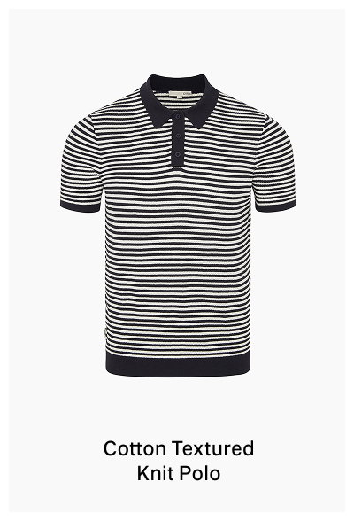 Onia Spring 2026 Men's Cotton Textured Knit Polo in Midnight/Egret