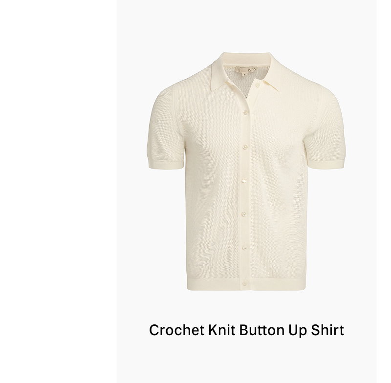 Onia Spring 2026 Men's Crochet Knit Button Up Shirt in Egret
