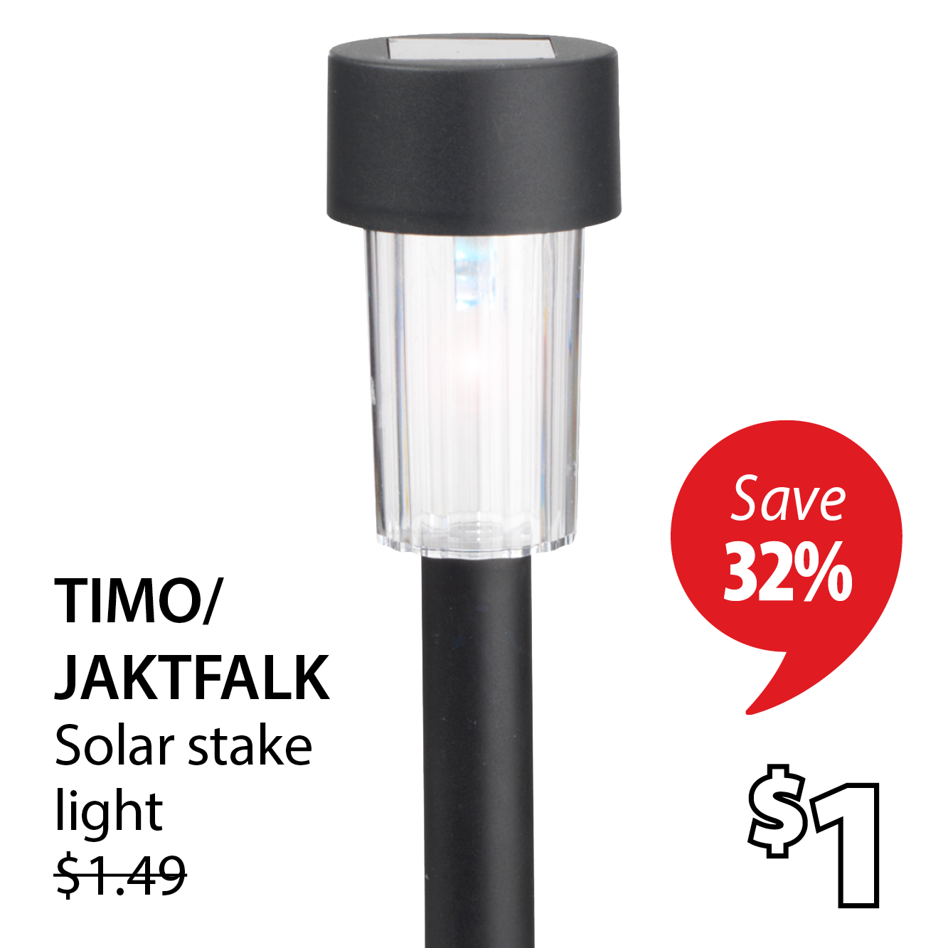 TIMO/JAKTFALK Solar stake light | Save 32%