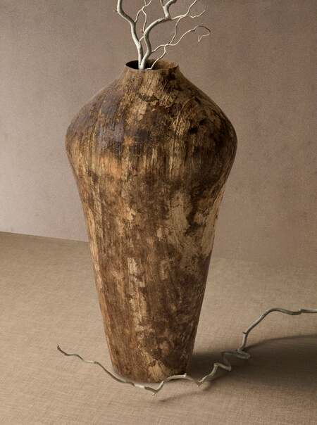 Hand-Turned Earth-Finish Camphor Vase (15.5in/39cm)