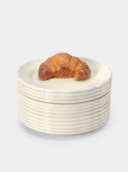 Croissants Hand-Painted Ceramic Trompe-L'oeil Large Serving Dish