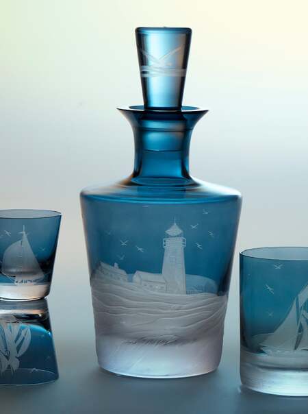 Golden Age of Yachting Hand-Engraved Crystal Decanter (34oz/1L)