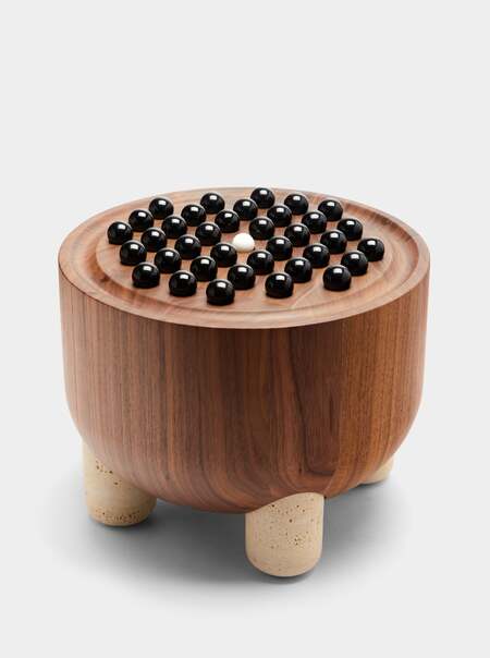 Mocambo Peg Walnut and Stone Solitaire Set