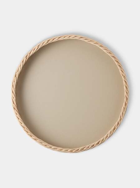Orsay Leather and Rattan Round Tray (18.5in/46.5cm)