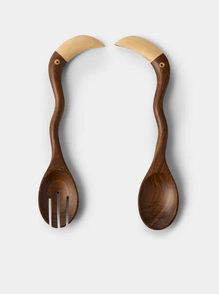 Lara Toucan Hand-Carved Hardwood Salad Servers