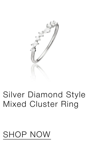 Silver Diamond Style Mixed Cluster Ring