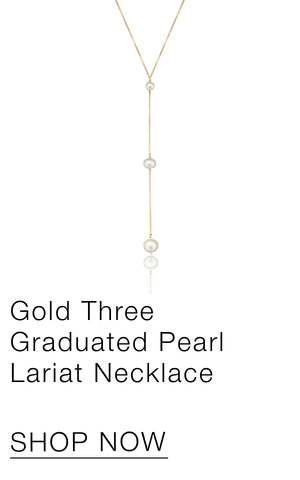 Gold Three Graduated Pearl Drop Lariat Necklace