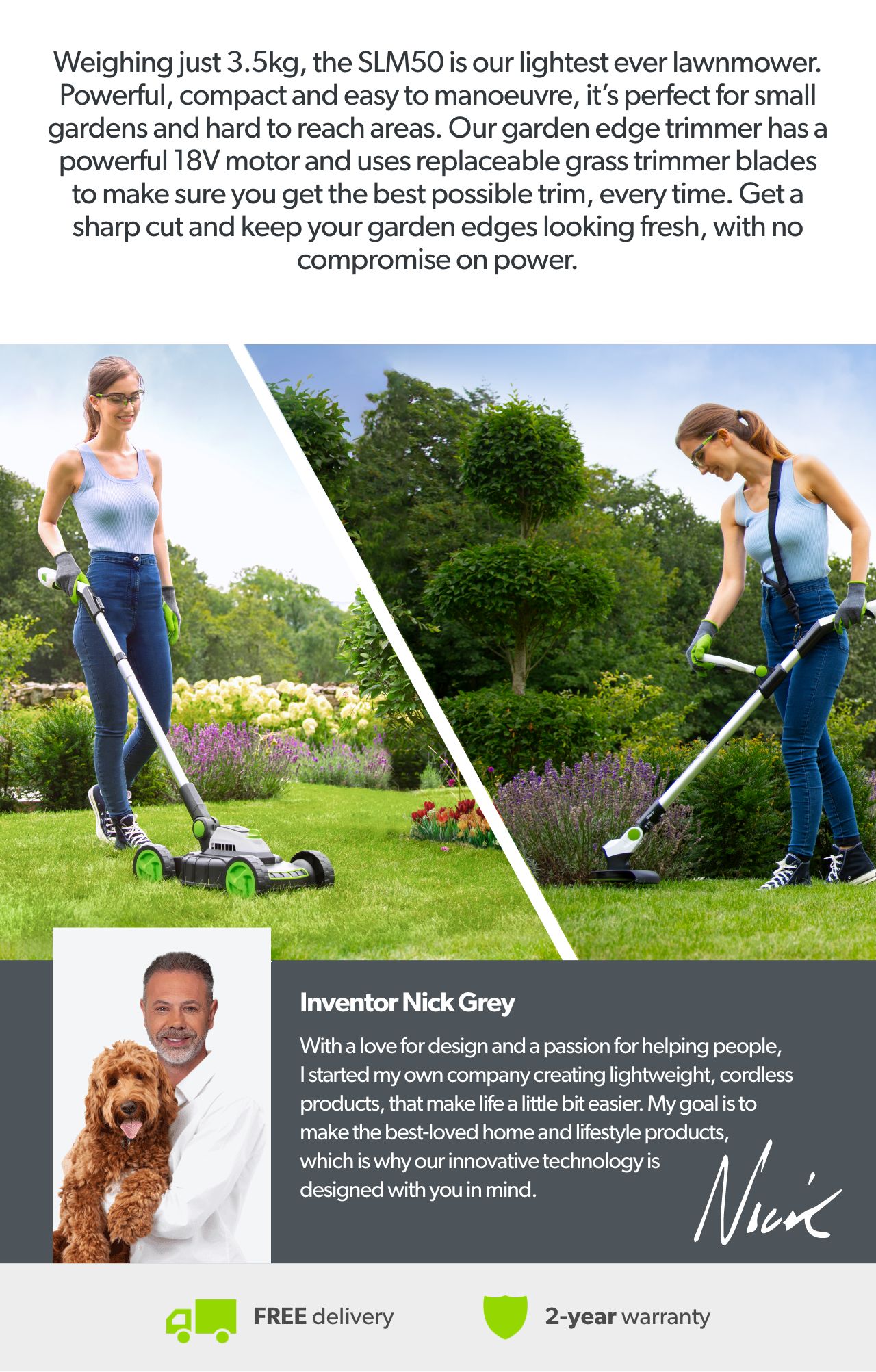 Save £130 on our GT50 and SLM50 cordless garden bundle