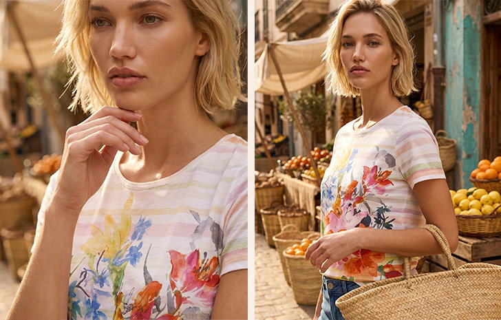 Pink Floral Stripe Top