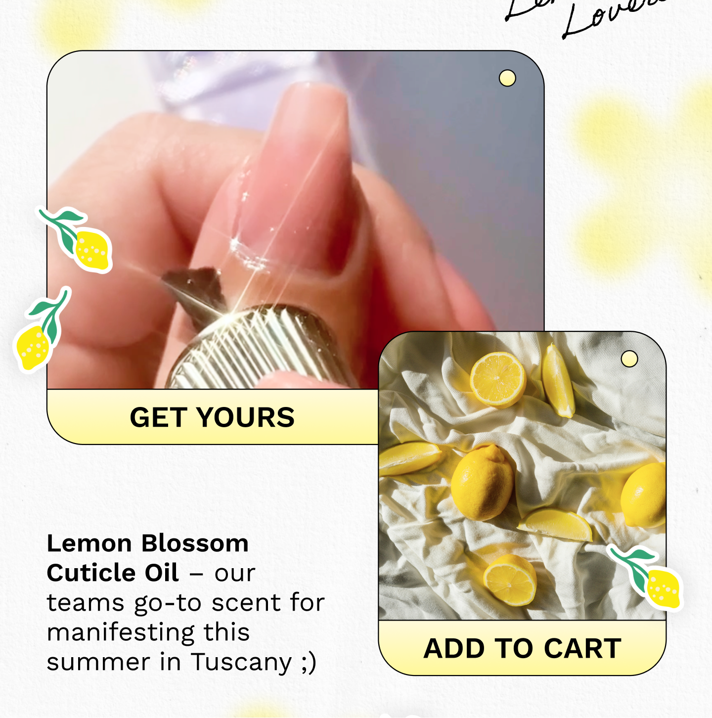 Lemon Blossom Cuticle Oil – our teams go-to scent for manifesting this summer in Tuscany ;)