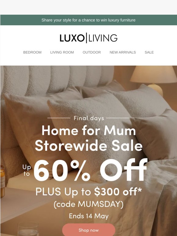 Final days — Up to 60% off for Mum's Day