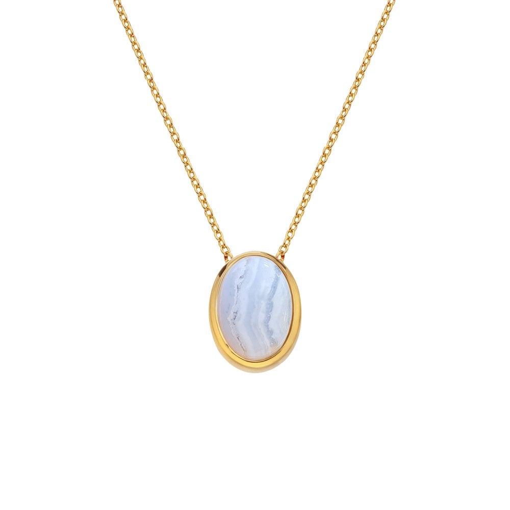 Image of HD X Golden Edit Oval Necklace - Blue Lace Agate