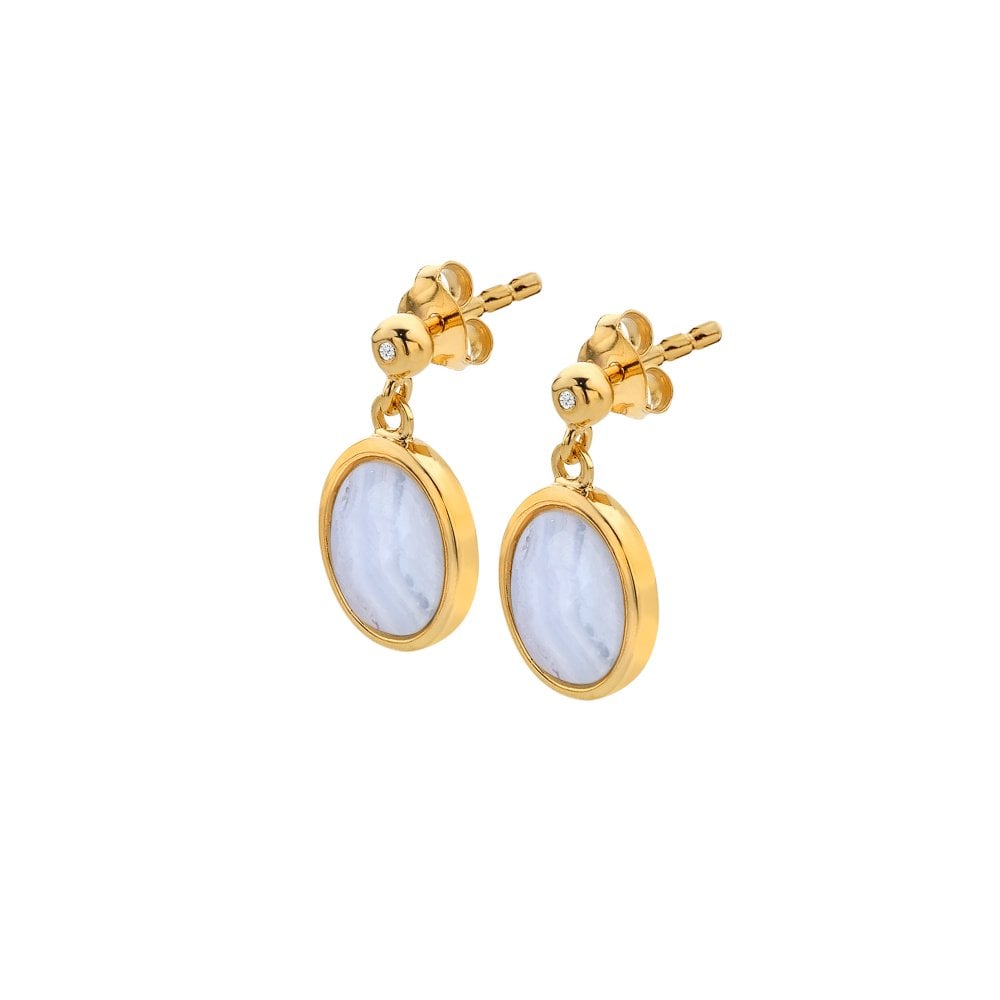 Image of HD X Golden Edit Oval Earrings - Blue Lace Agate
