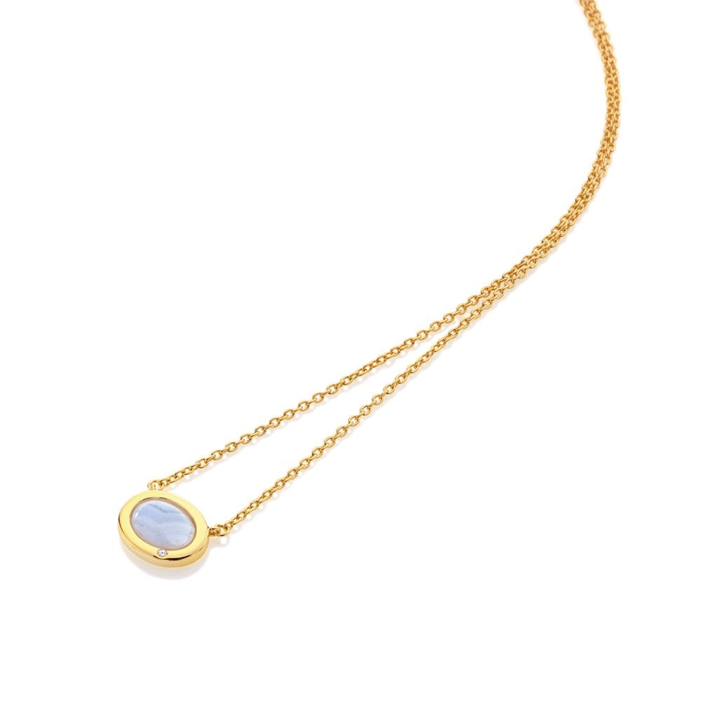 Image of HD X Golden Edit Oval Necklace - Blue Lace Agate