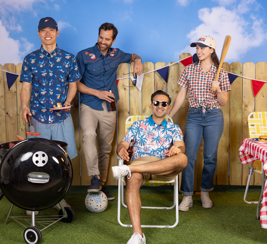 Men and women wearing shirts from RSVLTS Americana Collection