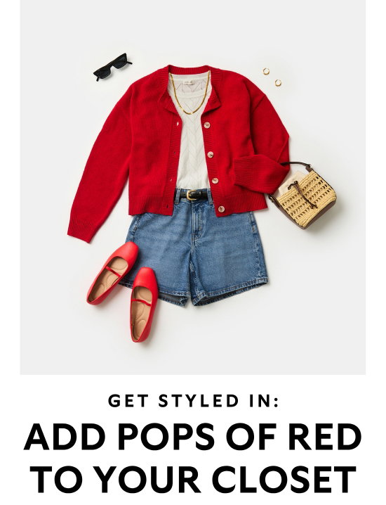 Get styled in - add pops of red to your closet.