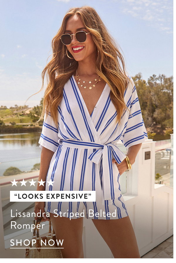 Lissandra Striped Belted Romper