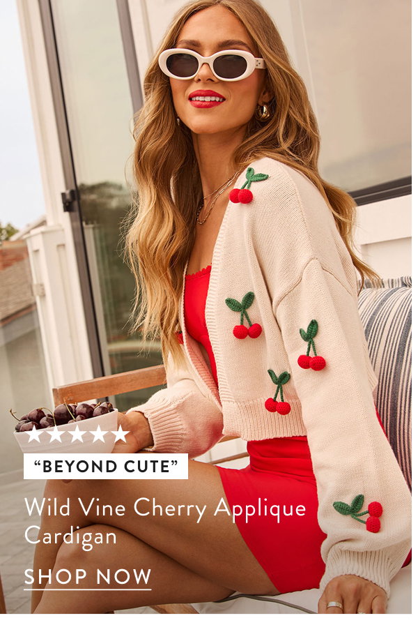 Wild Vine Cherry Applique Cardigan