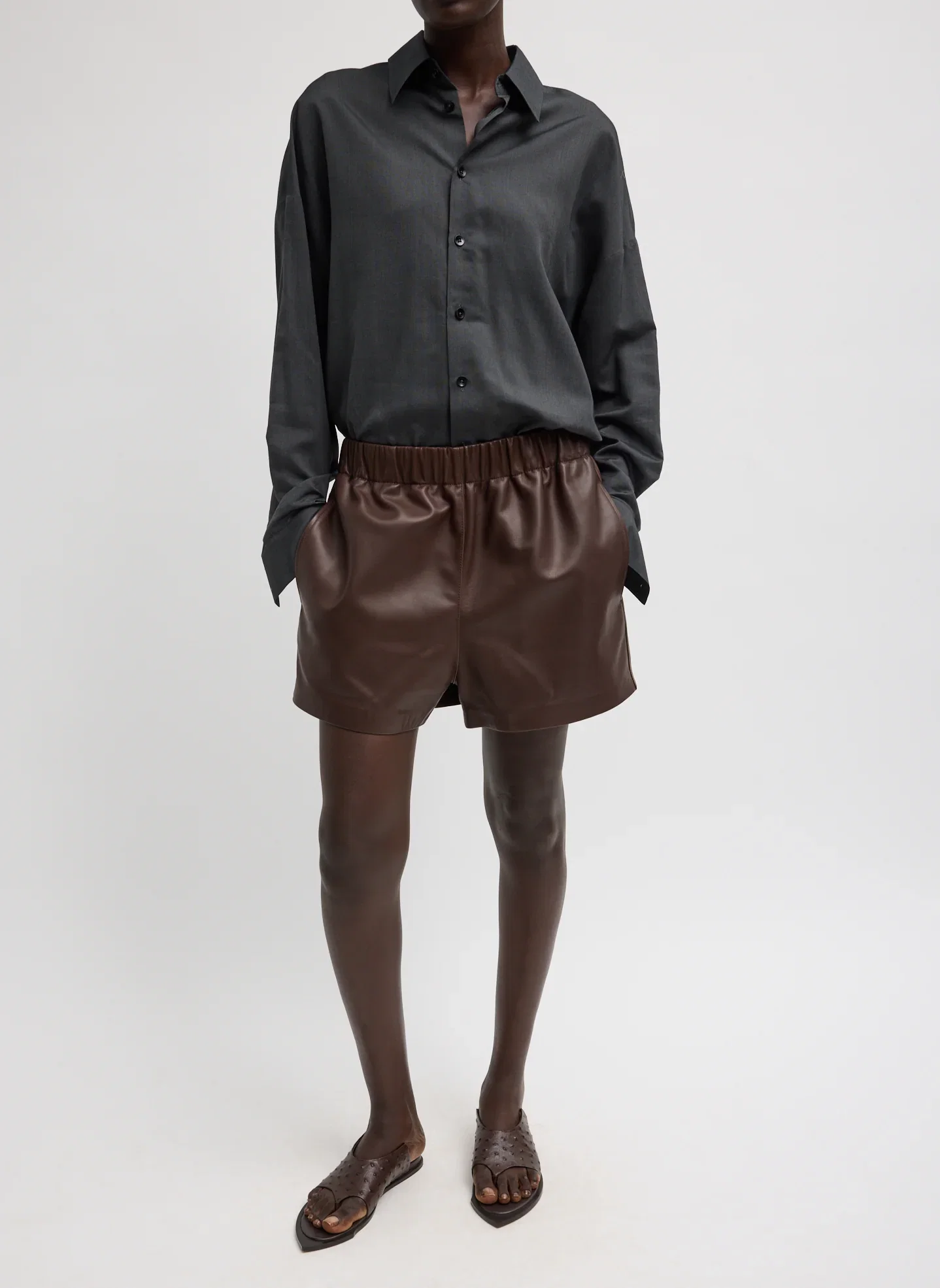 Image of Leather Pull On Short
