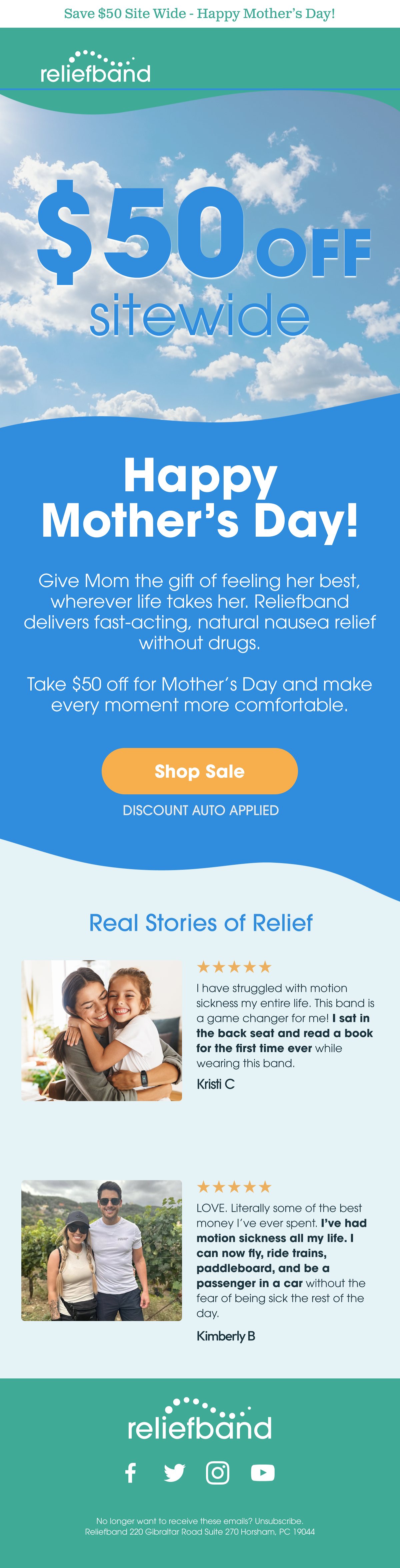 Save $50 Site Wide Today