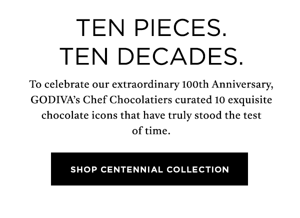 TEN PIECES. TEN DECADES. TO CELEBRATE 100TH ANNIVERSARY SHOP THE CURATED 10 CHOCOLATE ICONS