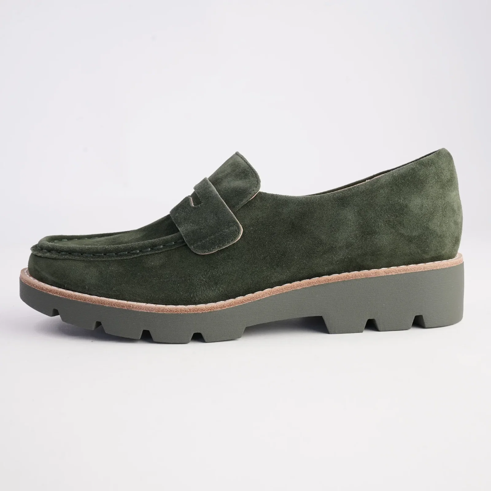 Image of Dorte Olive Suede/ Olive Sole Loafers