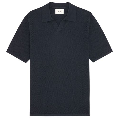 NN07 Paul Textured Stitch Polo - Navy Blue