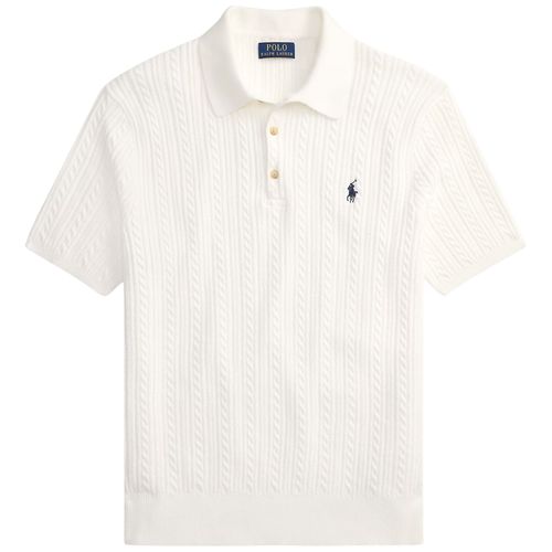 Polo Ralph Lauren Cable-Knit Cotton Polo Shirt - White