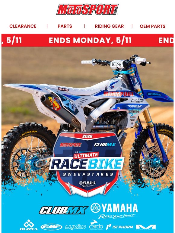 Final Days: Win a 2026 Yamaha ClubMX YZ250F Race Bike