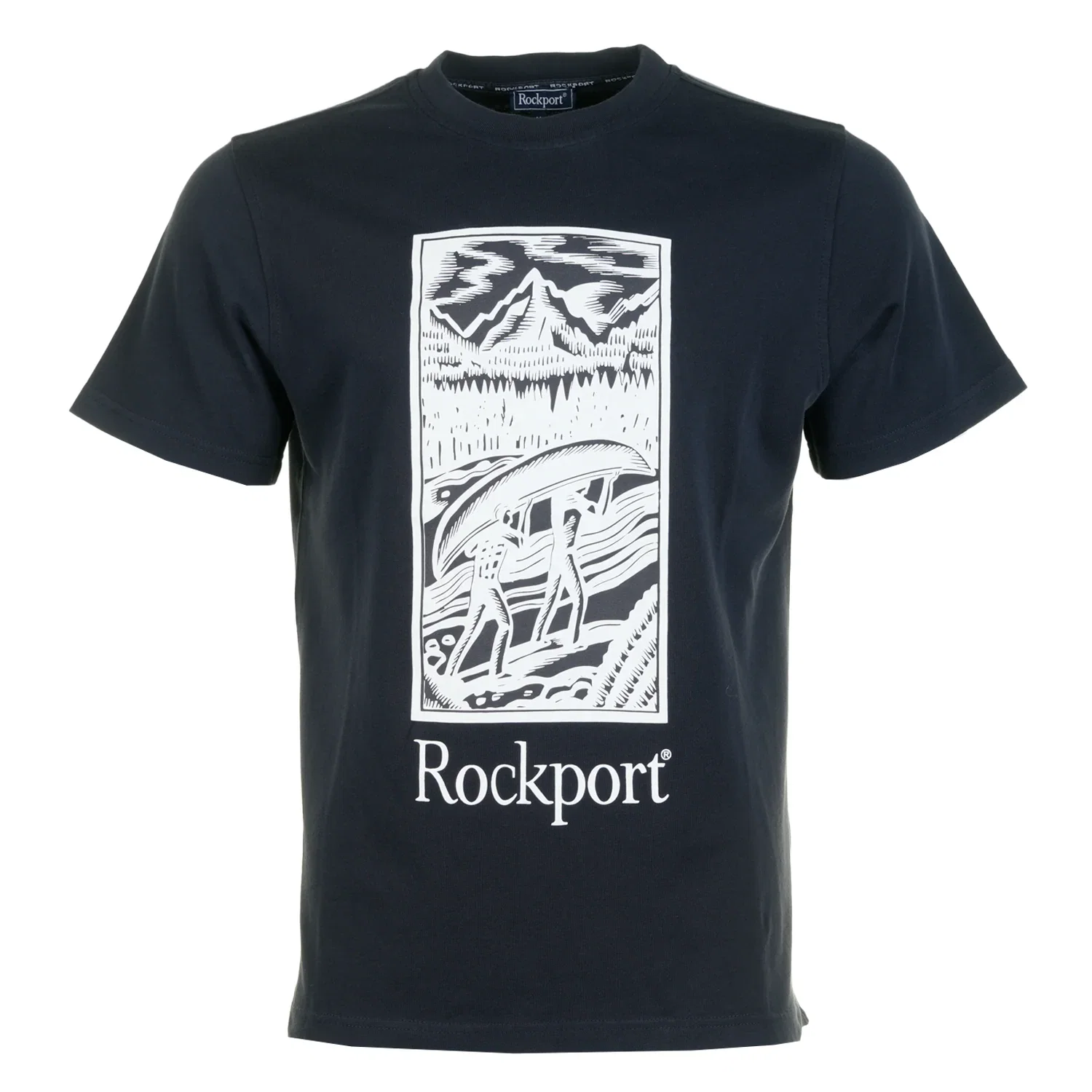Image of ROCKPORT<BR>Hampshire Block Print Logo T Shirt Navy